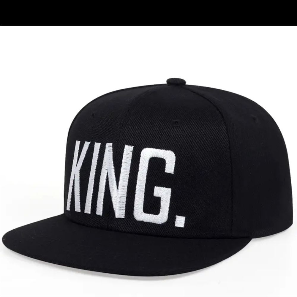 Men's KING Baseball Cap Black and White Snapback Hip Hop Style Cap